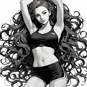 Confident Woman in Sporty Outfit - Anime Style
