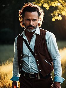 Realistic Rick Taylor Cosplay Man in Outdoor Natural Light