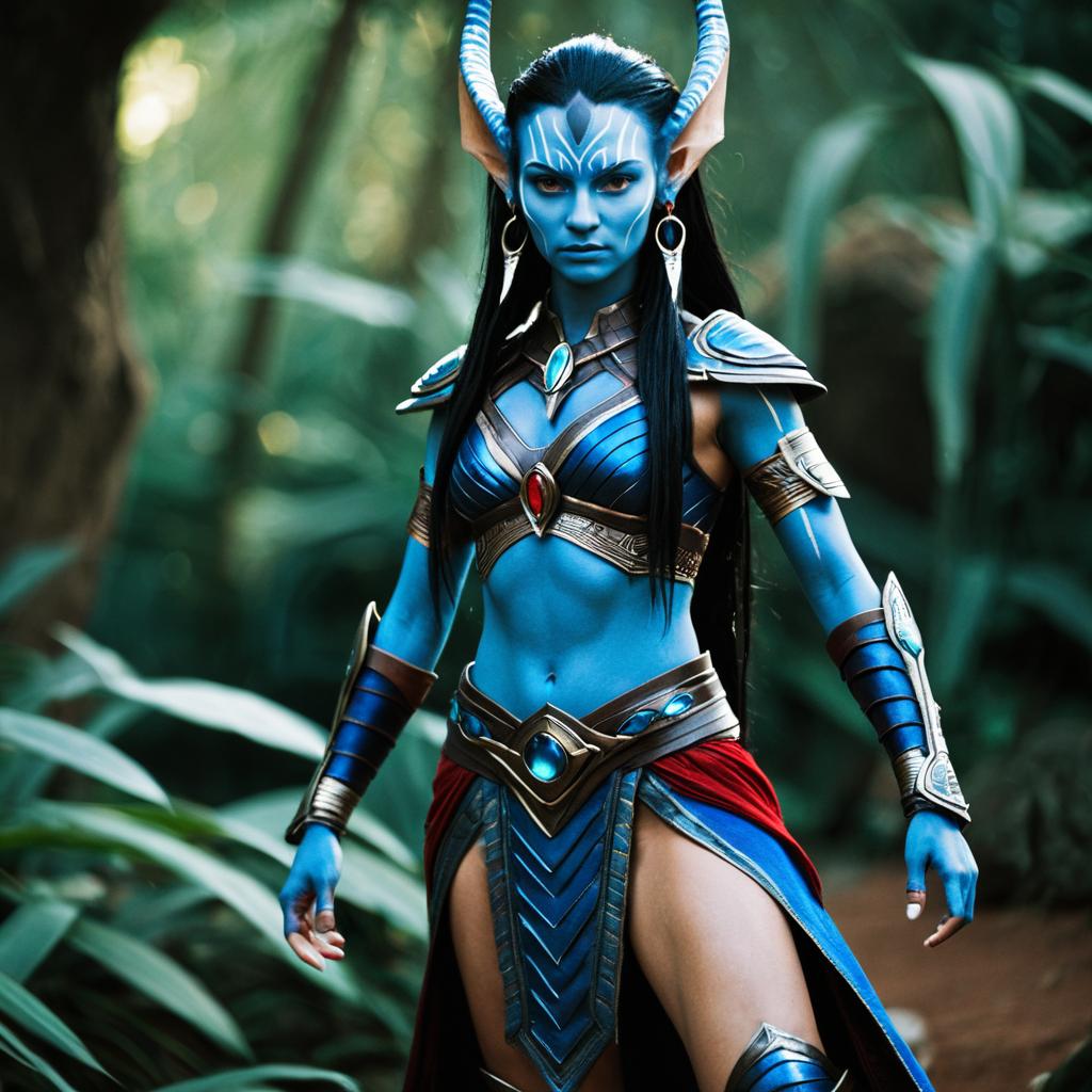 Neytiri Avatar Costume Woman Blue Skin Pointy Ears Fantasy Cosplay