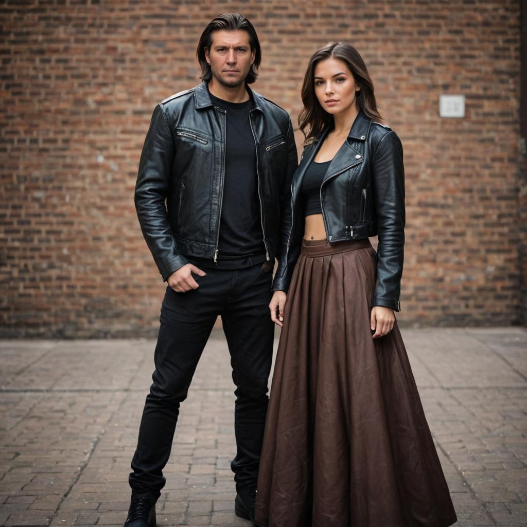 Artistic Couple in Coordinated Leather Jackets