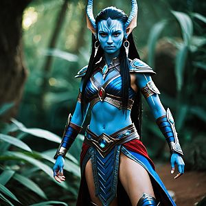 Neytiri Avatar Costume Woman Blue Skin Pointy Ears Fantasy Cosplay