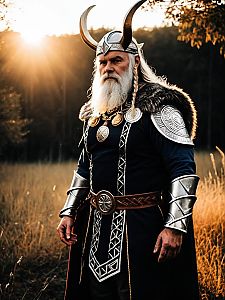 Man in Realistic Odin Norse Mythology Costume Cosplay