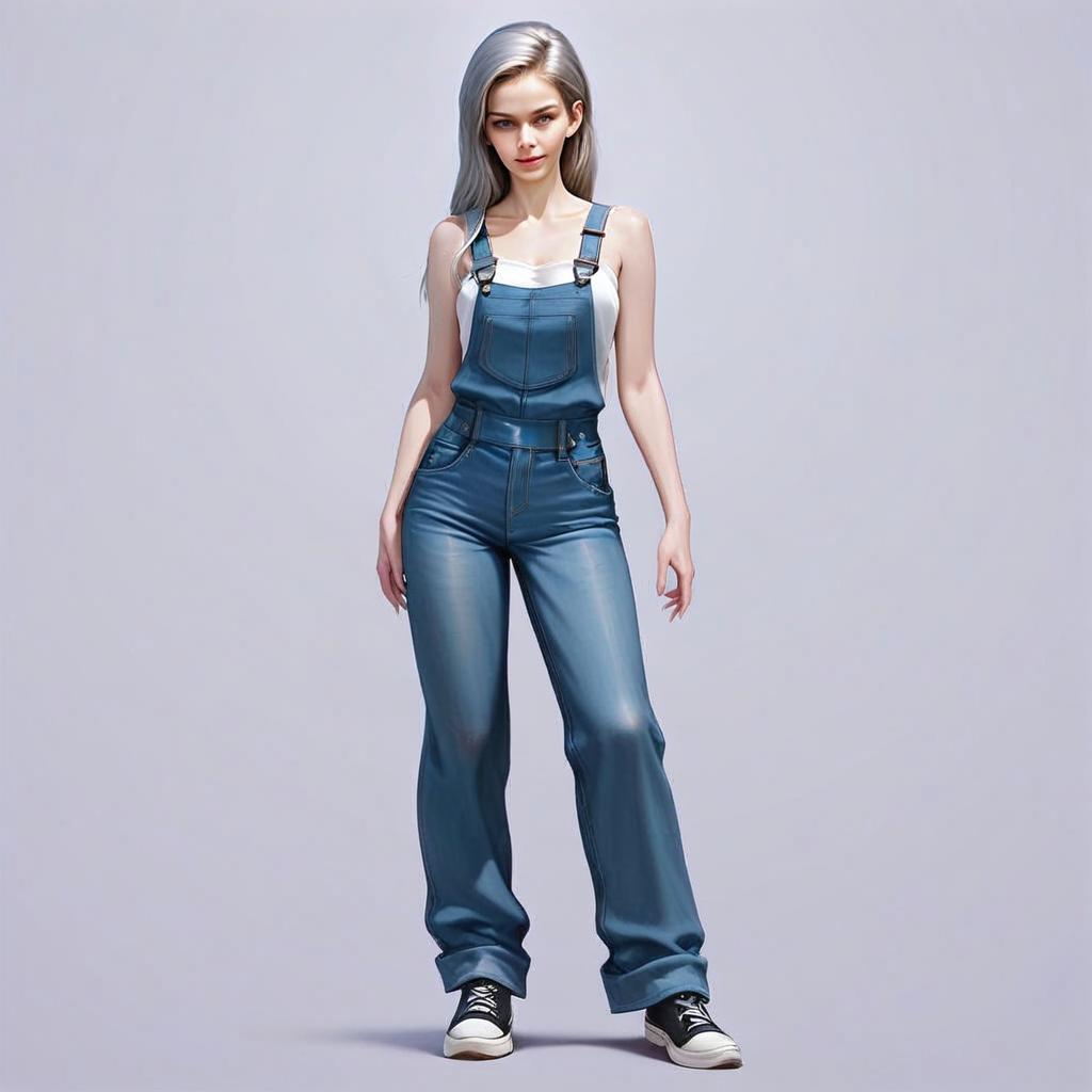 Young Woman in Denim Overalls Young Woman in Denim Overalls