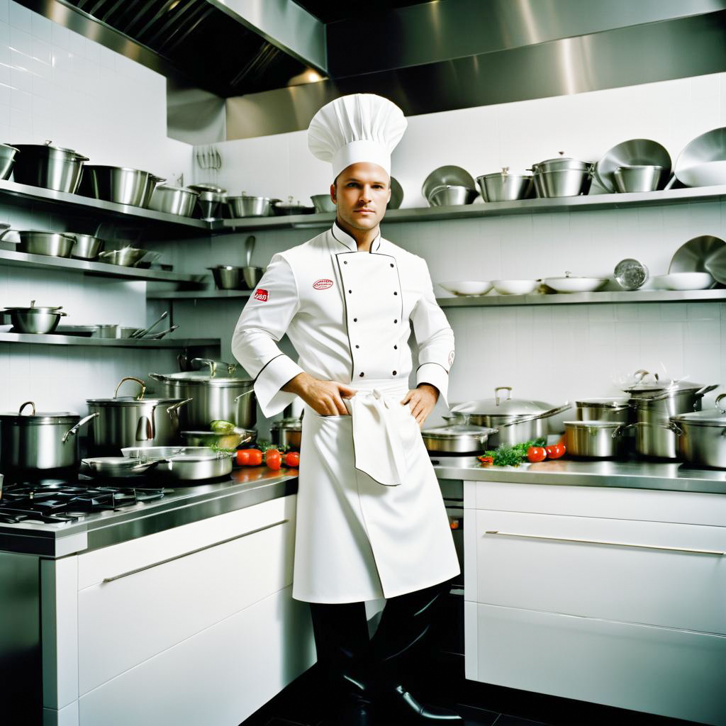 Professional Male Chef in Modern Kitchen