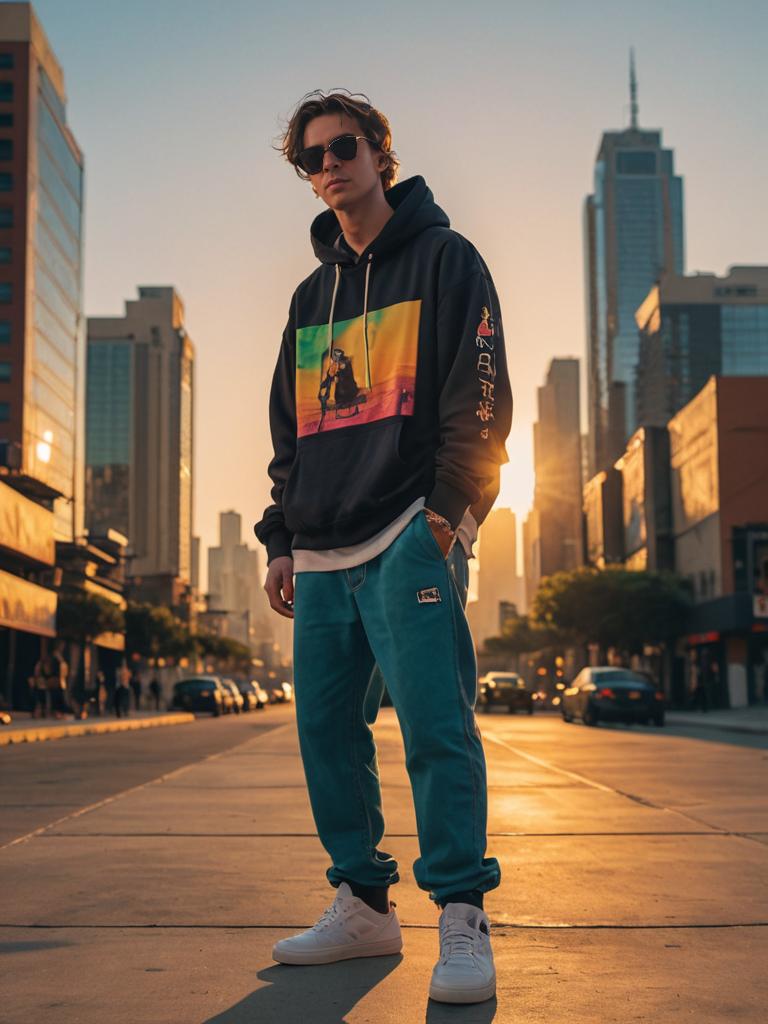 Cool Guy in Urban Sunset - Cinematic Vibe