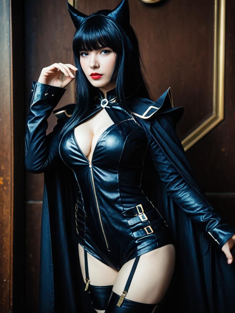 Blake Belladonna Cosplay Woman in Realistic Black Leather Outfit