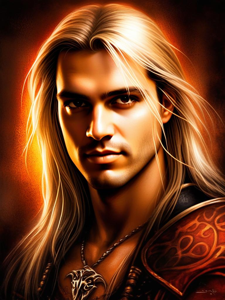 Fantasy Portrait of a Heroic Man with Long Blonde Hair