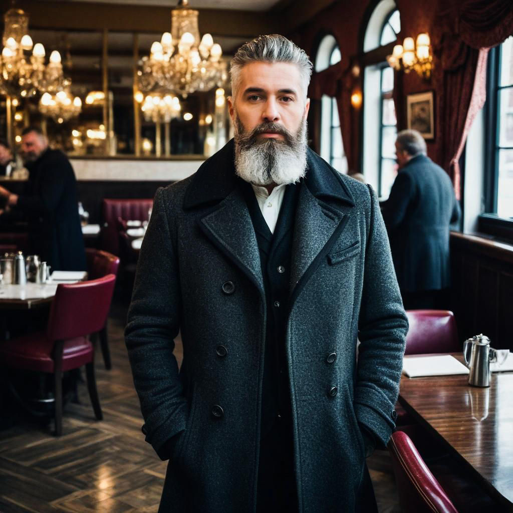Distinguished Man in Vintage Restaurant