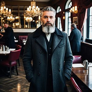 Distinguished Man in Vintage Restaurant