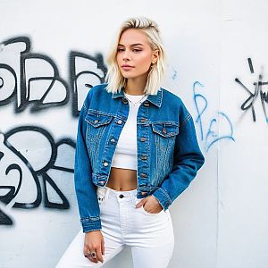 Confident Young Woman in Stylish Streetwear