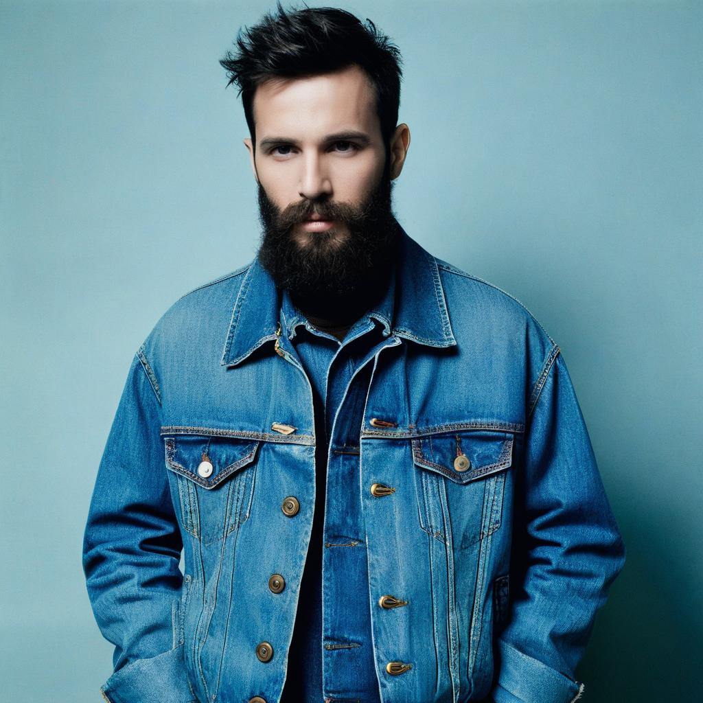 Serious young man in denim jacket Serious young man in denim jacket