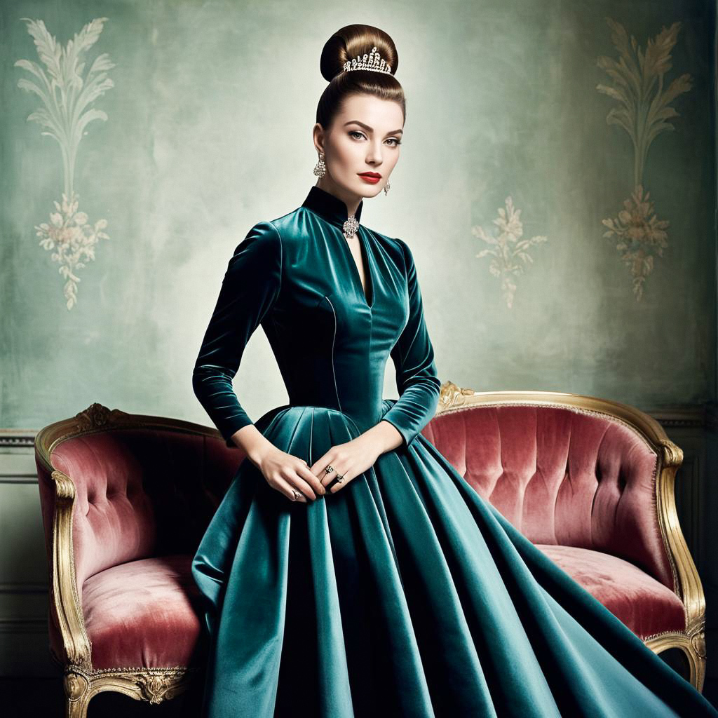 Elegant Woman in Teal Vintage Gown Elegant Woman in Teal Vintage Gown