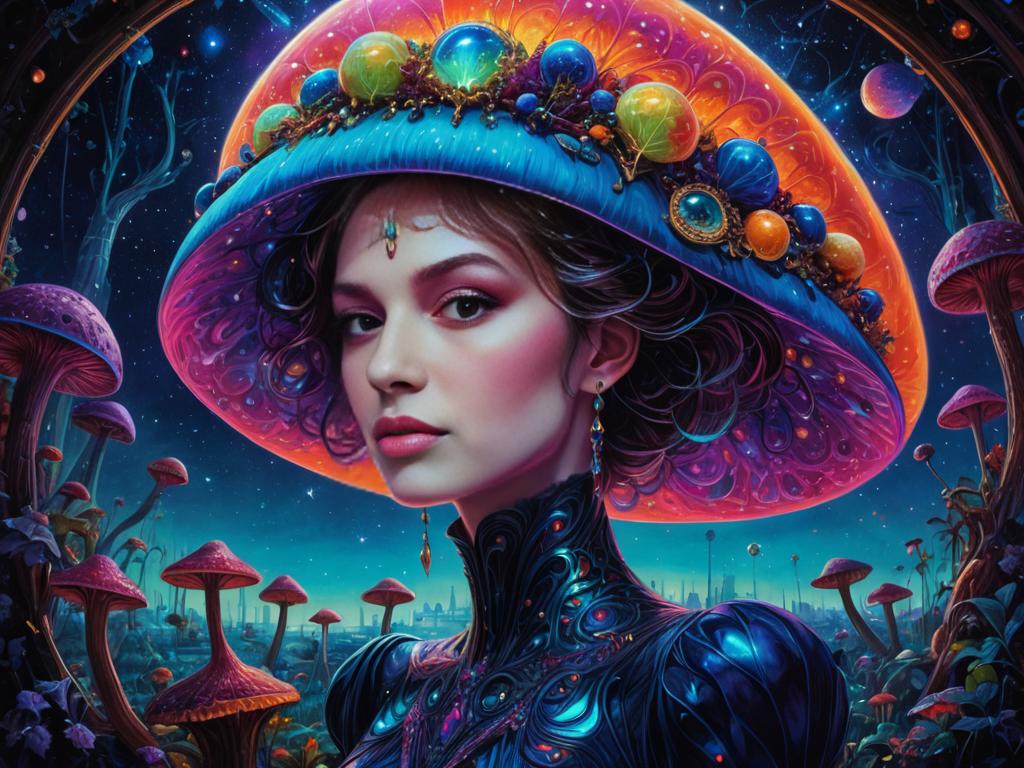 Tropical Cosmic Alien Mushroom Queen Portrait