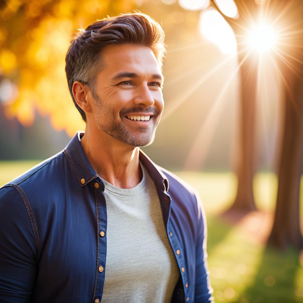 Smiling man outdoors in autumn
