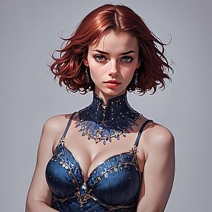 Portrait of a Woman with Red Hair and Blue Eyes