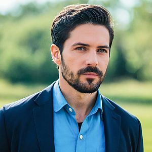 Confident Young Man in Blue Shirt and Blazer