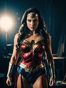 Photorealistic Heroic Studio Portrait of Woman in Wonder Woman Costume