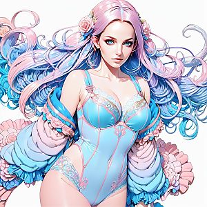 Anime Woman in Pastel Lingerie