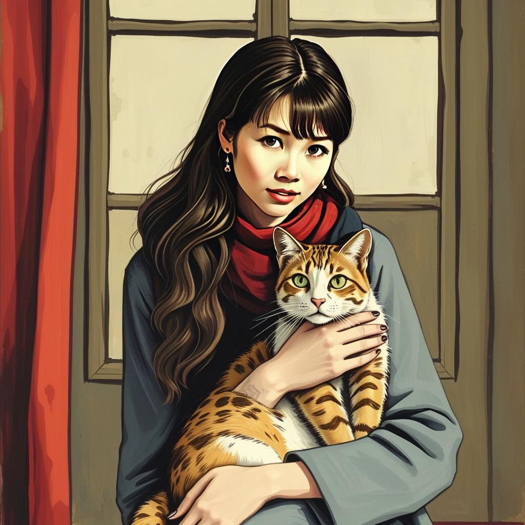 Woman with Tabby Cat Portrait Woman with Tabby Cat Portrait