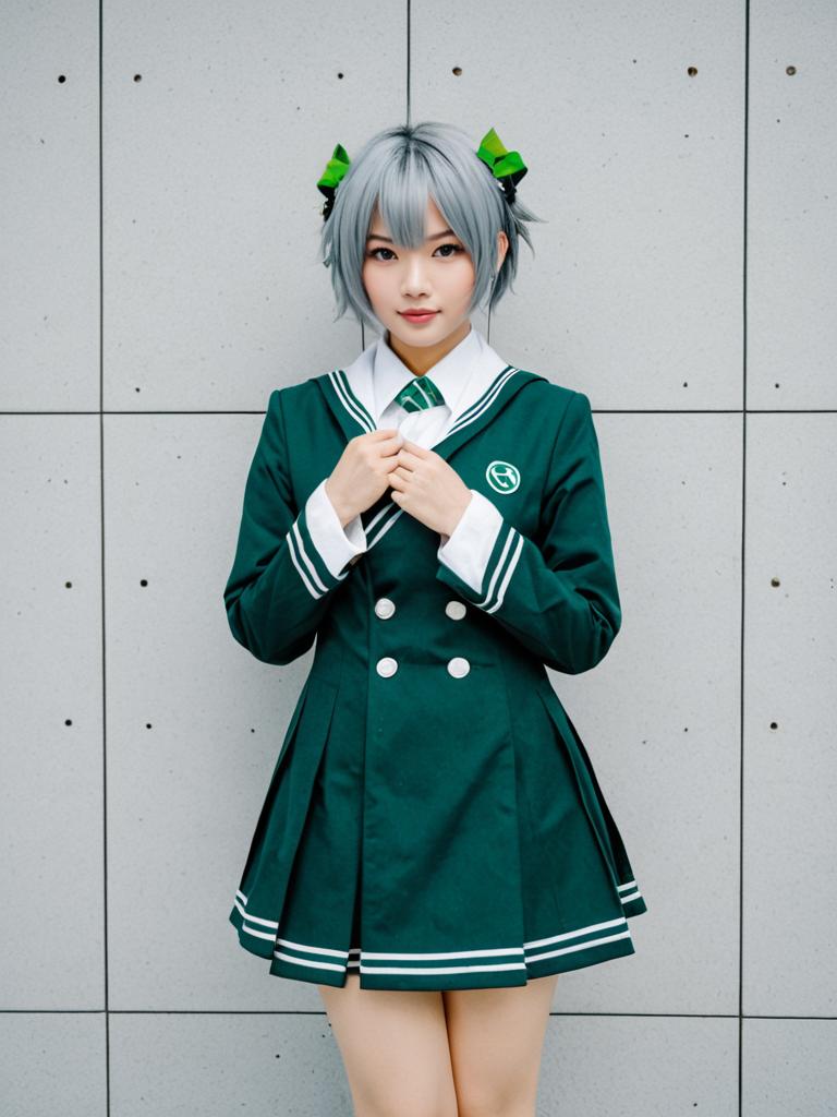 Aizawa Sakuya Cosplay Woman in Green School Uniform