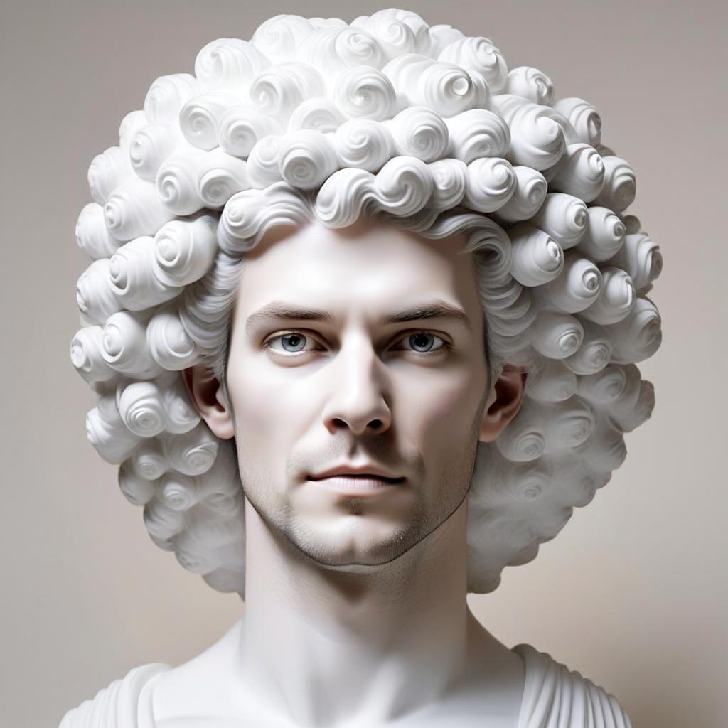 Hyper-Realistic Classical Male Bust Sculpture with Curly Hair