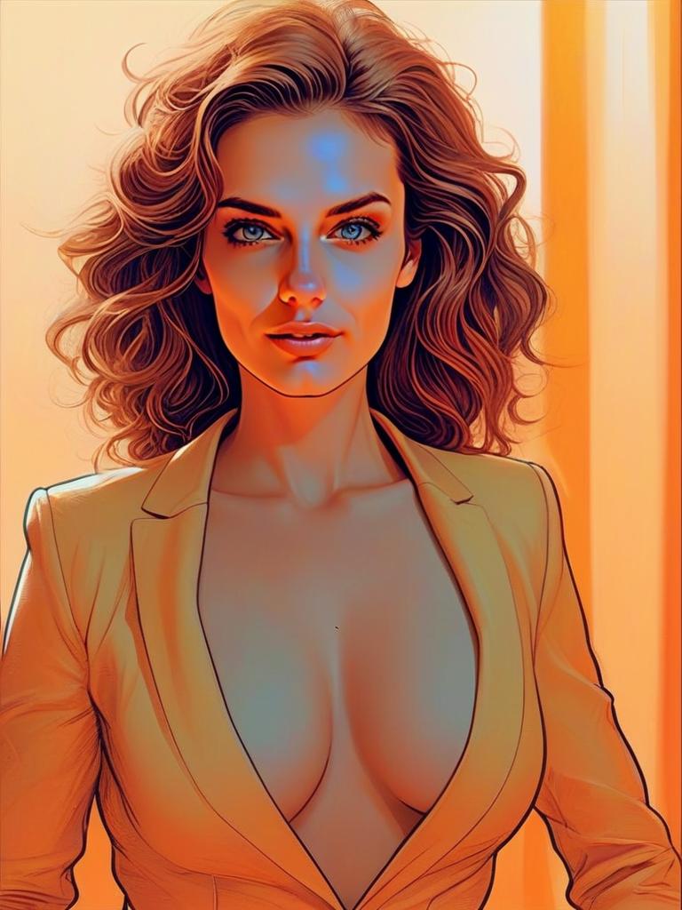 Confident Woman in Orange Blazer