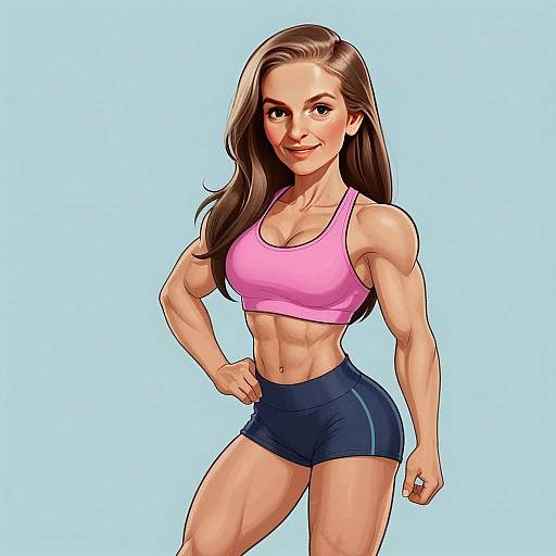 Strong Fit Woman in Athletic Wear Digital Illustration
