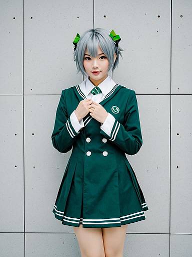 Aizawa Sakuya Cosplay Woman in Green School Uniform