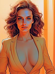 Confident Woman in Orange Blazer