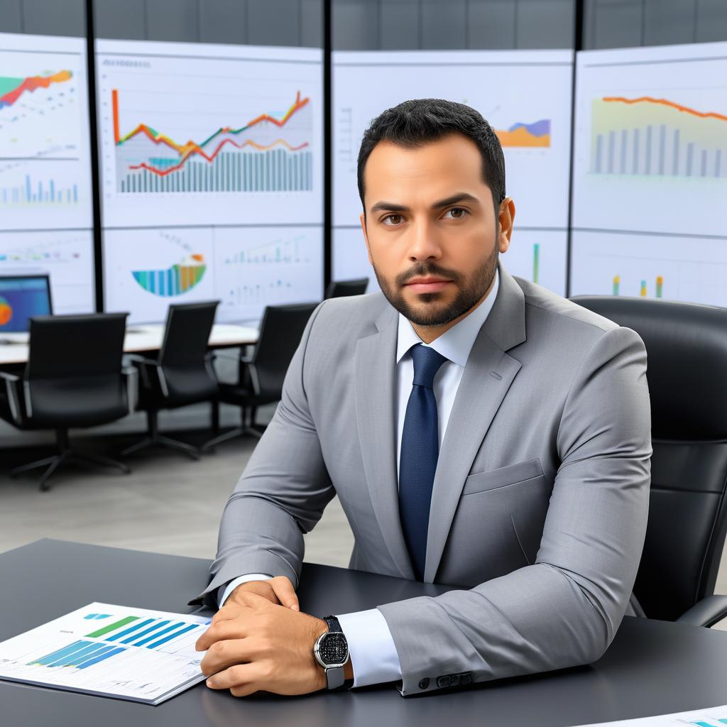 Confident Businessman Analyzing Financial Data