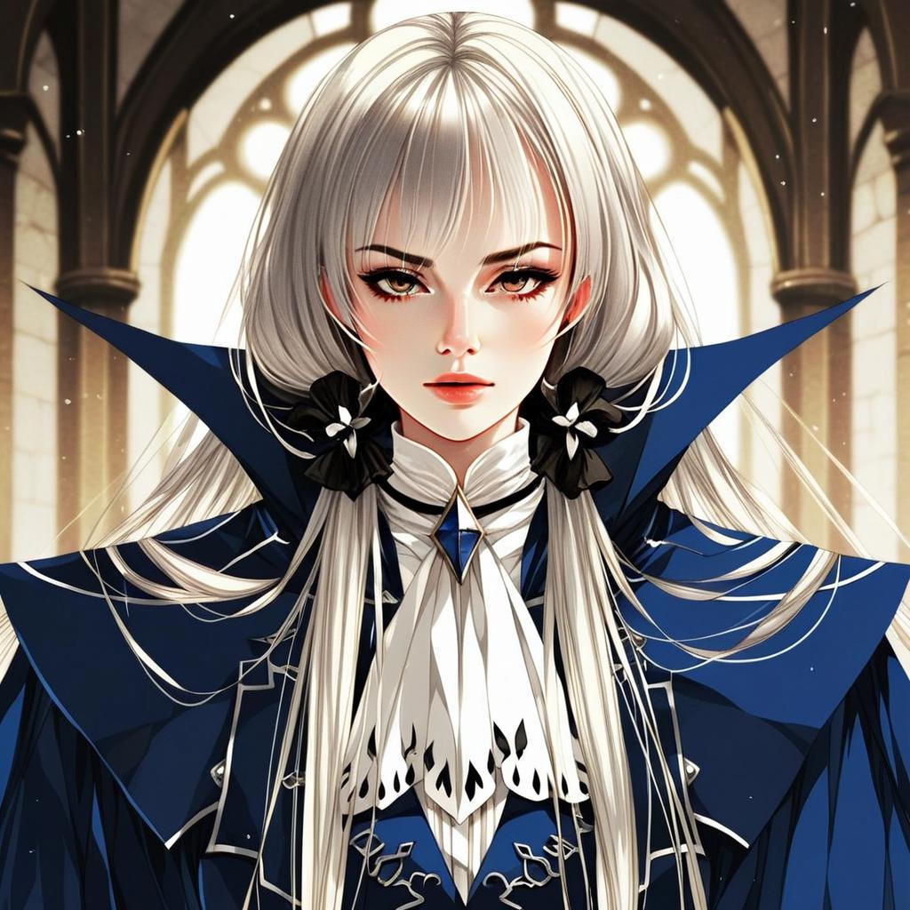 Alucard Castlevania Anime Style Silver-Haired Woman Gothic Illustration