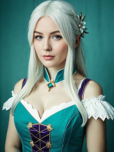 Realistic Photo of Woman in Emilia Cosplay Costume