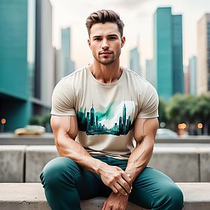 Muscular Young Man in Urban Setting