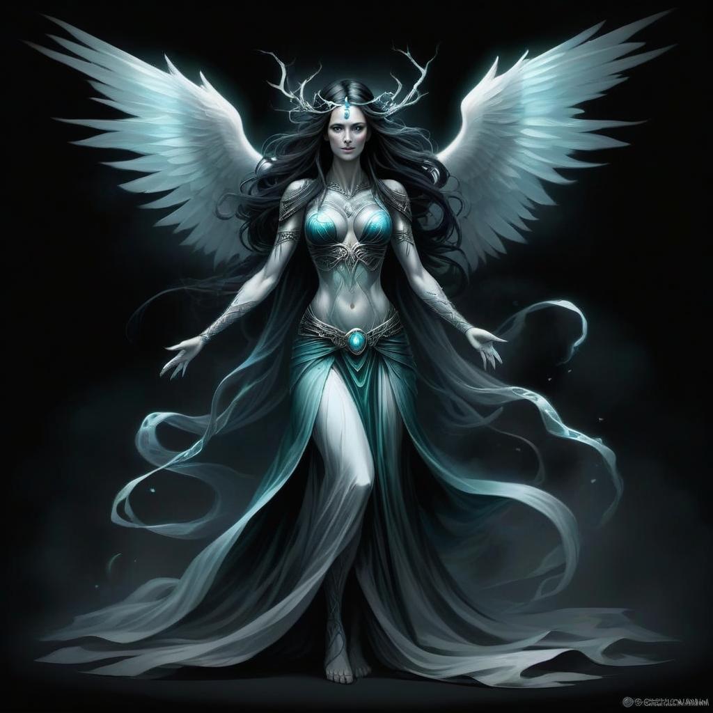 Ethereal Female Figure with Majestic Wings