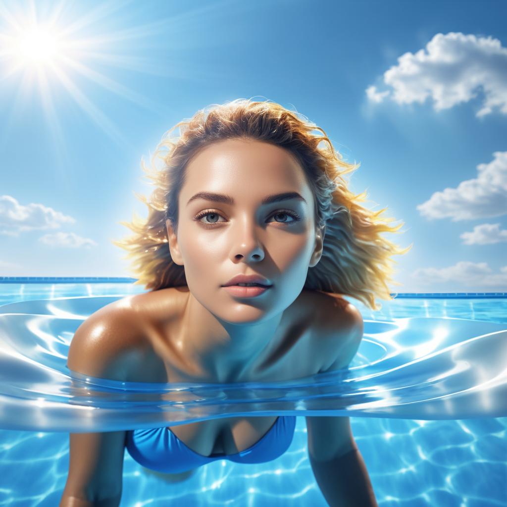 Serene Woman Swimming in Dreamy Pool