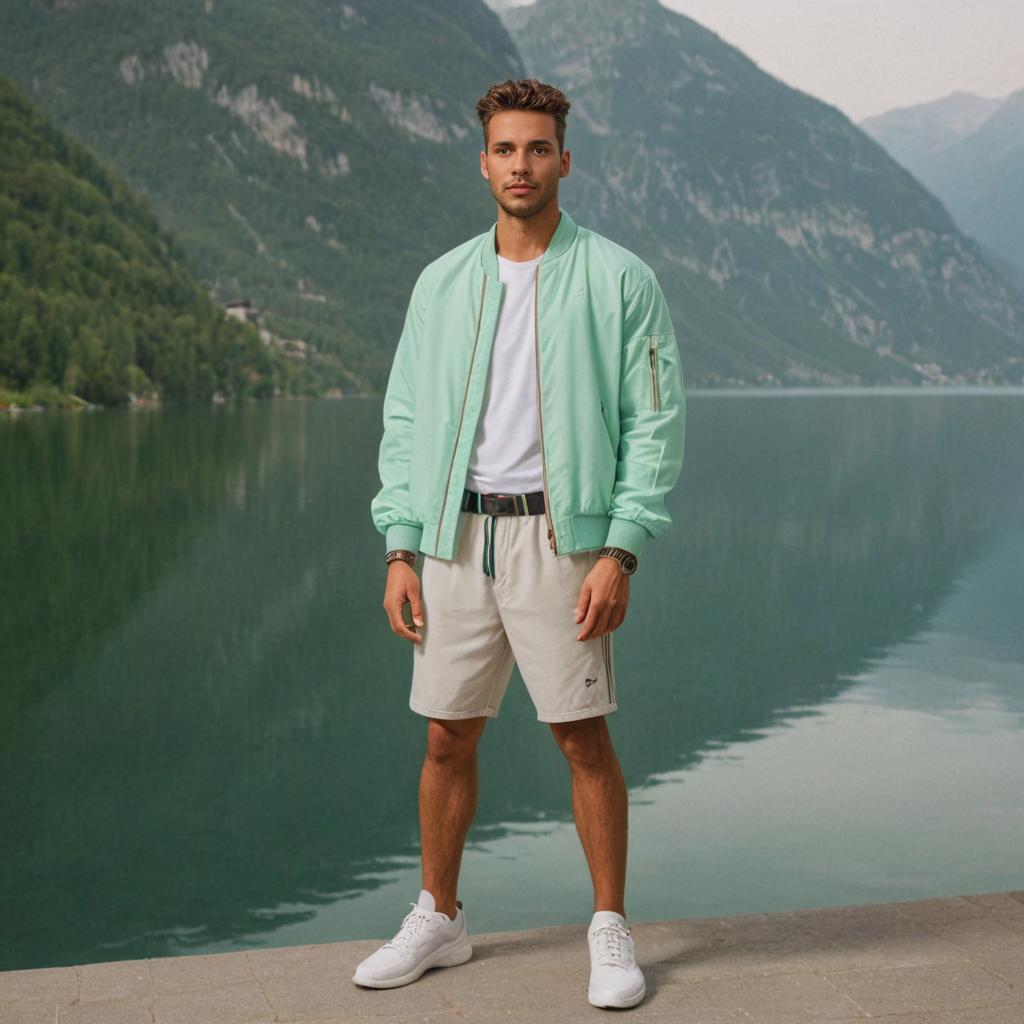 Man in Stylish Casual Wear at Hallstatt