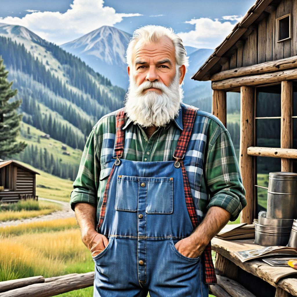 Distinguished Older Man in Rustic Attire