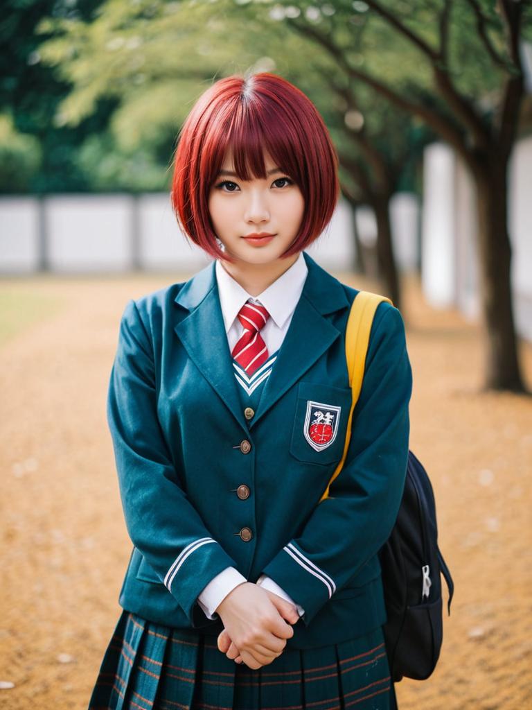 Aoba Tsugumi Japanese School Uniform Portrait Outdoors