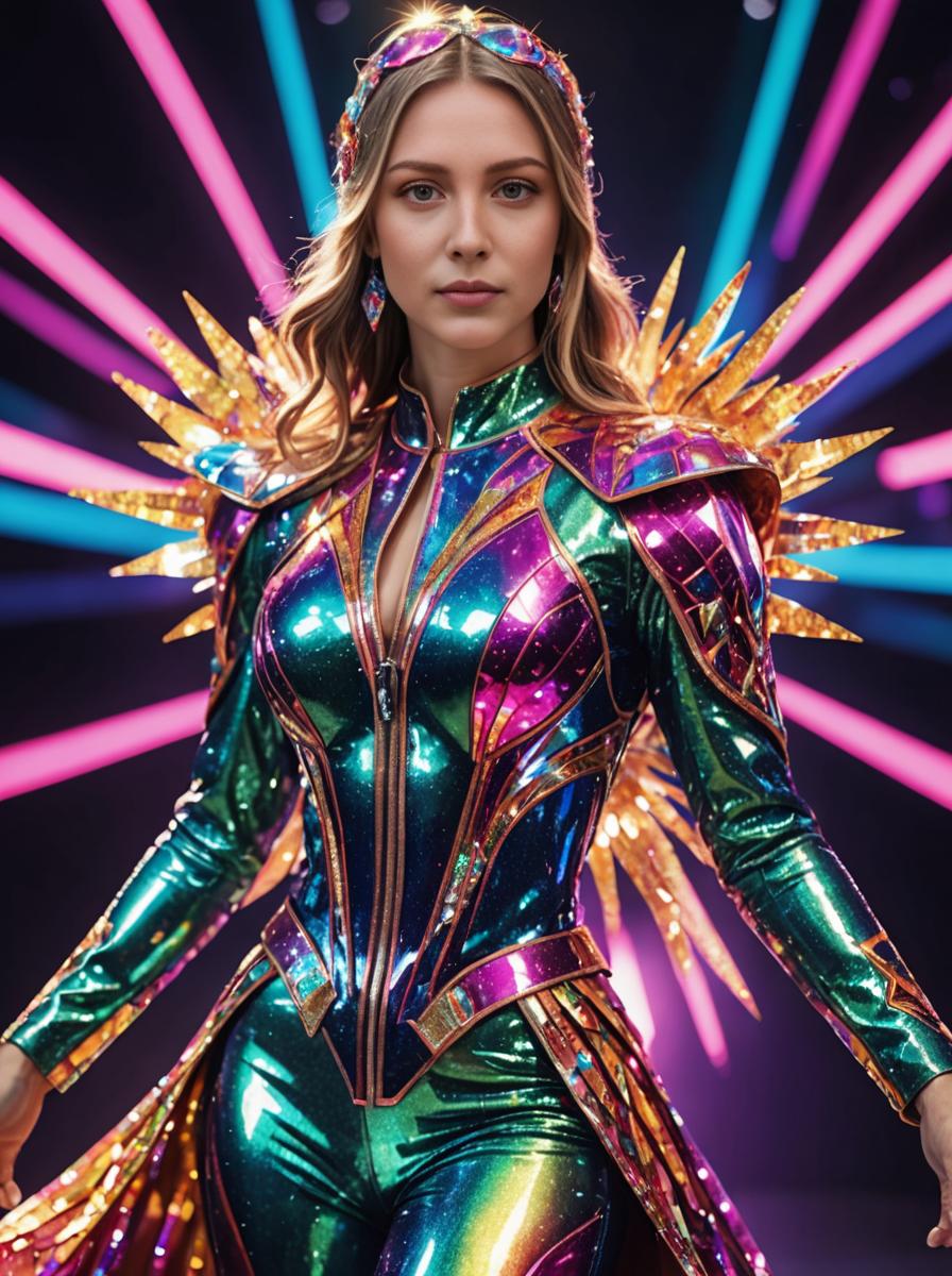 Vibrant Woman in Futuristic Costume