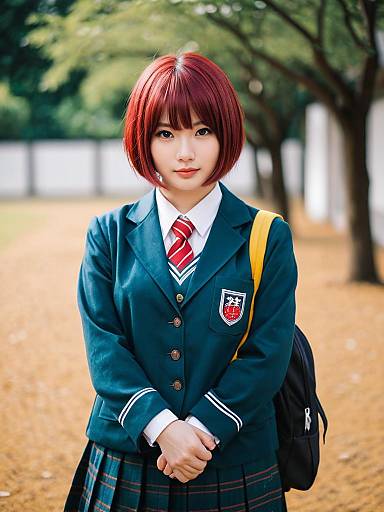Aoba Tsugumi Japanese School Uniform Portrait Outdoors