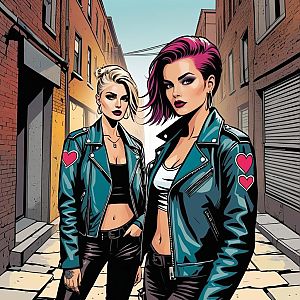 Two Confident Women in Teal Jackets