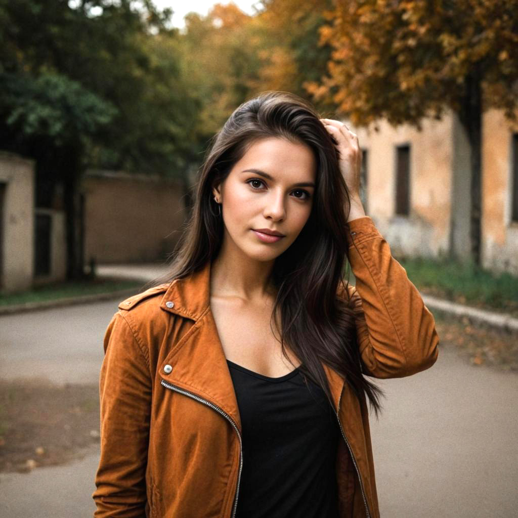 Woman in Brown Jacket Amid Autumn Foliage