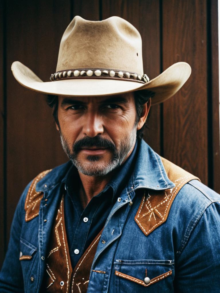 Portrait of Man in Classic Cowboy Costume with Cinematic Realism