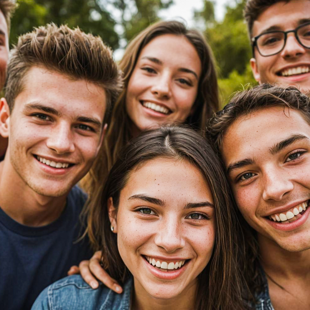 Joyful Friends Embracing Youth and Connection