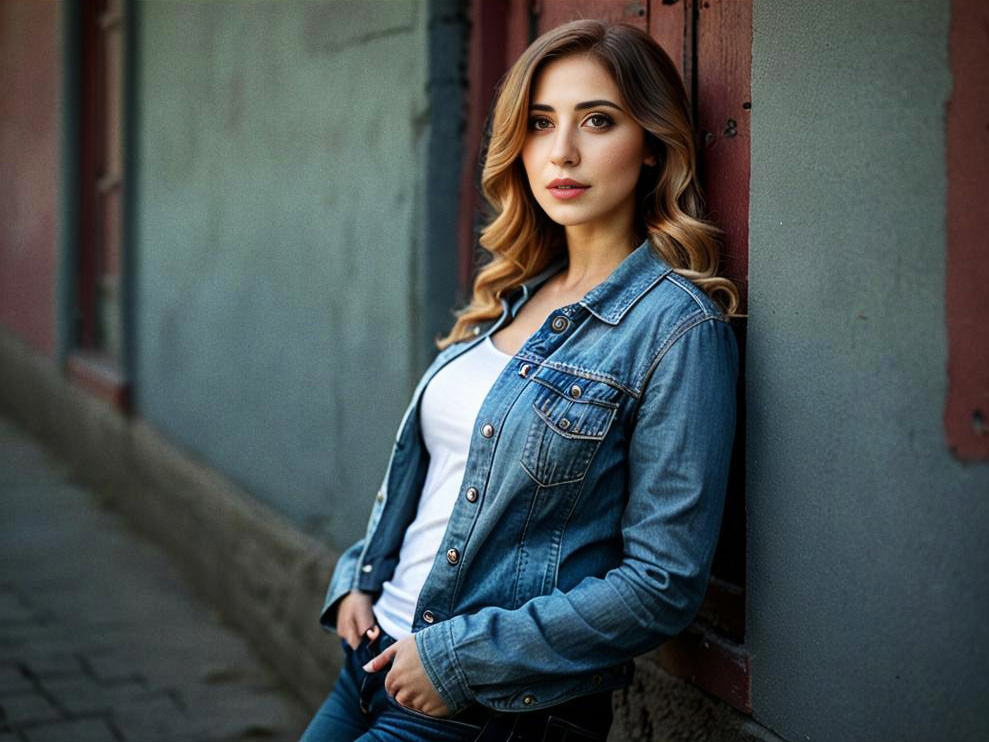 Stylish Woman in Denim Jacket