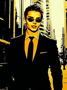 Stylized Portrait of Confident Man in Suit