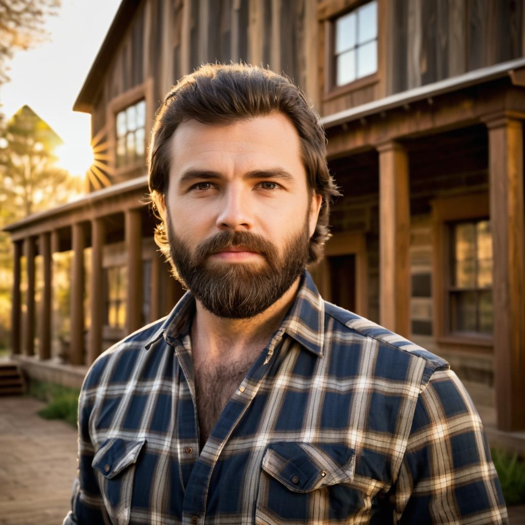 Rugged Man in Plaid Shirt by Rustic House