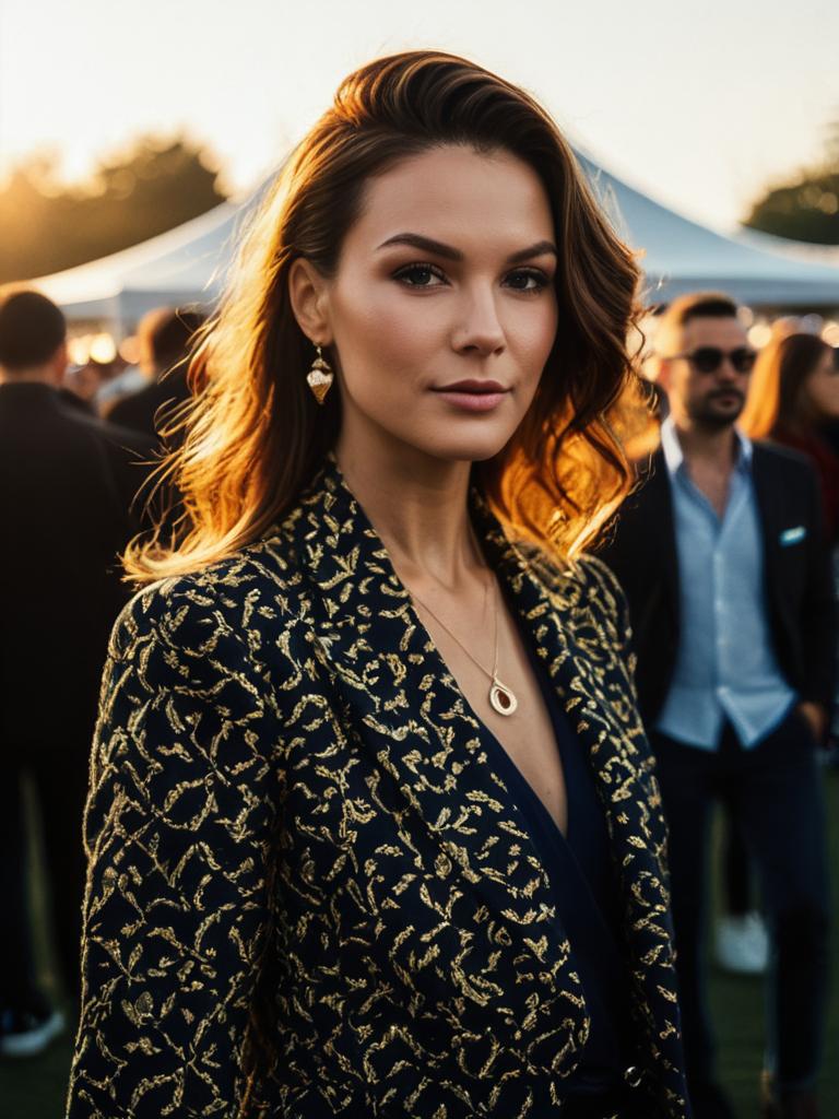 Woman in Designer Clothing at Fashion Festival Portrait