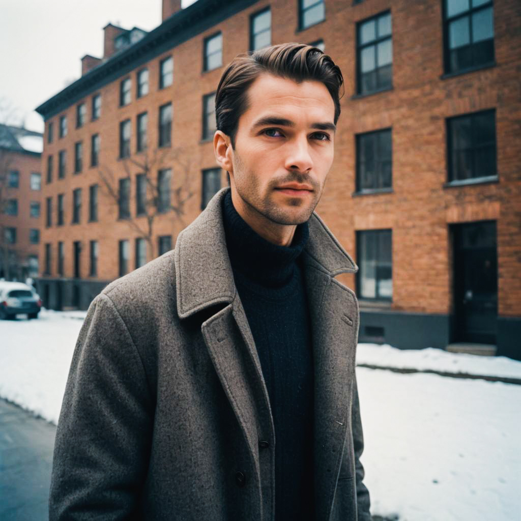 Stylish Young Man in Urban Winter Fashion