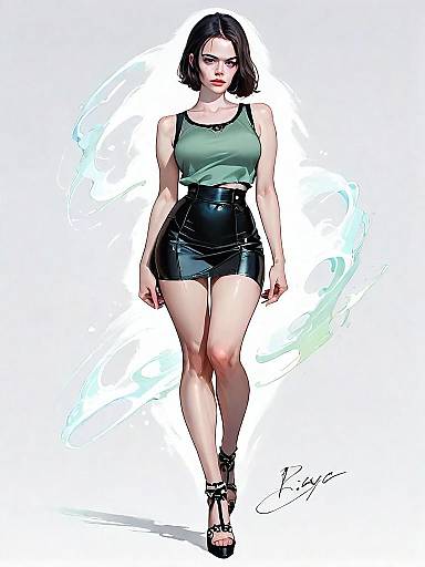 Realistic Full-Body Portrait of Edgy Urban Woman in Comic Style